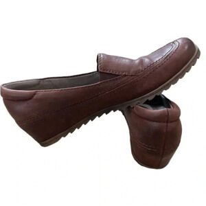 Naturalizer Harker Women's Brown Hidden Wedge Slip-On Leather Loafer Sz 10N GUC